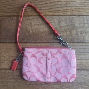 Coach coral wristlet clutch